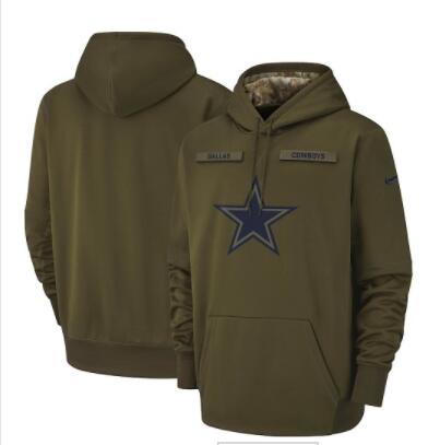 Men's Dallas Cowboys Nike Olive Salute to Service Sideline Therma Performance Pullover Hoodie