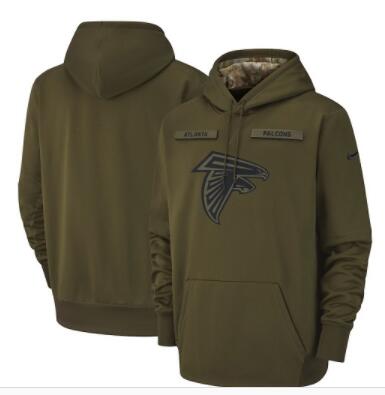 Men's Atlanta Falcons Nike Olive Salute to Service Sideline Therma Performance Pullover Hoodie