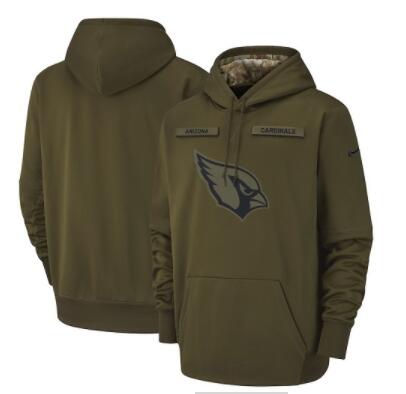 Men's Arizona Cardinals Nike Olive Salute to Service Sideline Therma Performance Pullover Hoodie