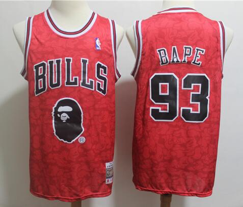 Bape x Mitchell & Ness Bulls ABC Basketball Swingman Jersey Red