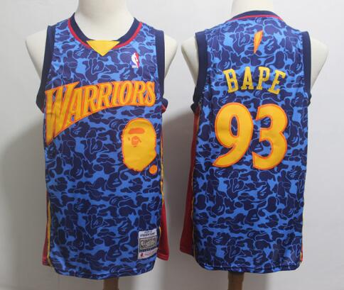 Men's Bape x Mitchell & Ness Golden State Warriors Basketball Swingman Jersey  Blue