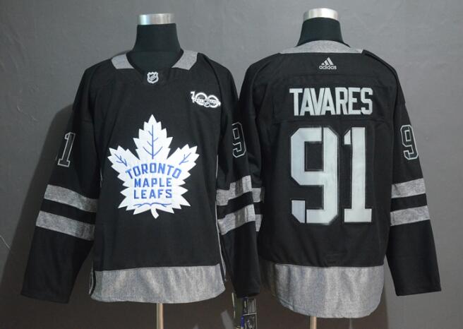 Men's Toronto Maple Leafs John Tavares Black Men's 100th Universary Jersey