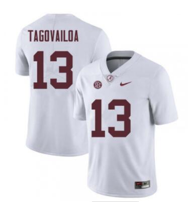 Men's Alabama Crimson Tide #13 Tua Tagovailoa White NCAA Football Jersey