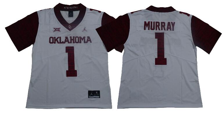 Men's Oklahoma Sooners #1 Kyler Murray College Jersey White