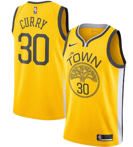 Men's Stephen Curry 30# Warriors Yellow/Gold Jersey