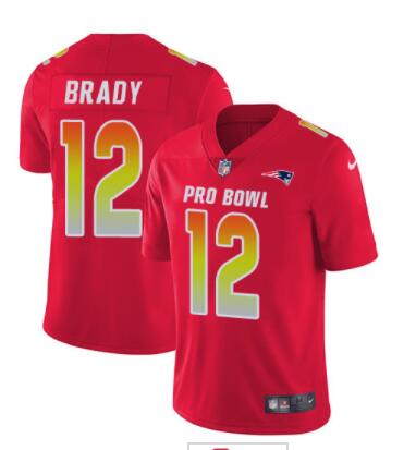 Nike New England Patriots #12 Tom Brady Red Men's Stitched NFL Limited AFC 2019 Pro Bowl Jersey