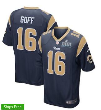 Men's Los Angeles Rams Jared Goff Nike Navy Super Bowl LIII Bound Game Jersey