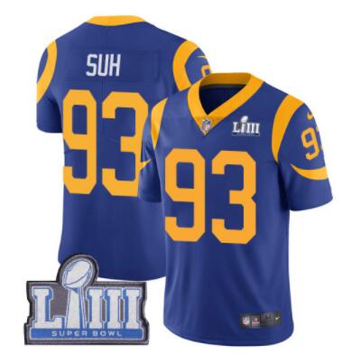 Men's Los Angeles Rams #93 Ndamukong Suh Royal Blue Nike NFL Alternate Vapor Untouchable Super Bowl LIII Bound Limited Jersey