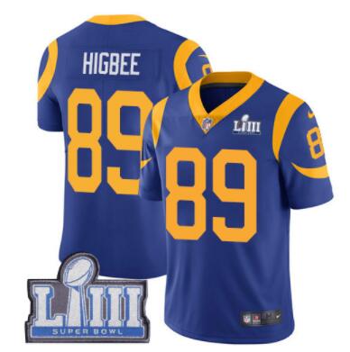 Men's Los Angeles Rams #89 Tyler Higbee Royal Blue Nike NFL Alternate Vapor Untouchable Super Bowl LIII Bound Limited Jersey