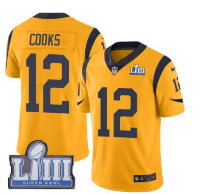 Men's Los Angeles Rams #12 Brandin Cooks Gold Nike NFL Rush Vapor Untouchable Super Bowl LIII Bound Limited Jersey