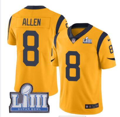 Men's Los Angeles Rams #8 Brandon Allen Gold Nike NFL Rush Vapor Untouchable Super Bowl LIII Bound Limited Jersey