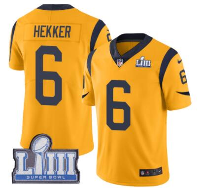 Men's Los Angeles Rams #6 Johnny Hekker Gold Nike NFL Rush Vapor Untouchable Super Bowl LIII Bound Limited Jersey