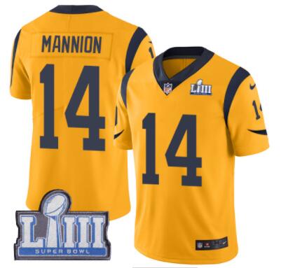 Men's Los Angeles Rams #14 Sean Mannion Gold Nike NFL Rush Vapor Untouchable Super Bowl LIII Bound Limited Jersey