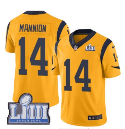 Men's Los Angeles Rams #14 Sean Mannion Gold Nike NFL Rush Vapor Untouchable Super Bowl LIII Bound Limited Jersey