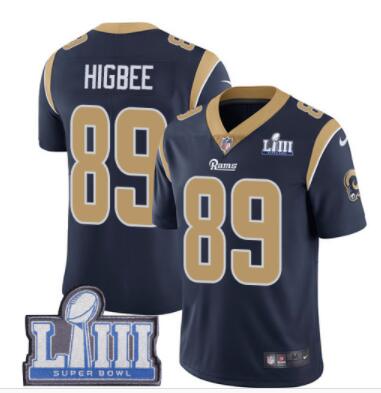 #89 Limited Tyler Higbee Navy Blue Nike NFL Home Men's Jersey Los Angeles Rams Vapor Untouchable Super Bowl LIII Bound