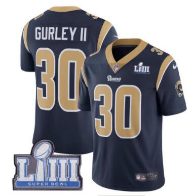 Men's Los Angeles Rams #30 Todd Gurley Navy Blue Nike NFL Home Vapor Untouchable Super Bowl LIII Bound Limited Jersey