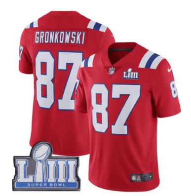 Men's New England Patriots #87 Rob Gronkowski Red Nike NFL Alternate Vapor Untouchable Super Bowl LIII Bound Limited Jersey