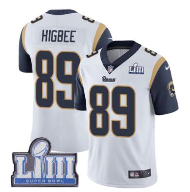 Men's Los Angeles Rams #89 Tyler Higbee White Nike NFL Road Vapor Untouchable Super Bowl LIII Bound Limited Jersey