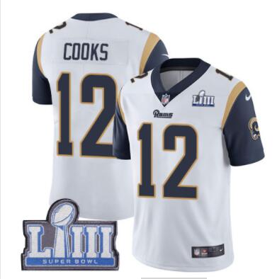 Men's Los Angeles Rams #12 Brandin Cooks White Nike NFL Road Vapor Untouchable Super Bowl LIII Bound Limited Jersey