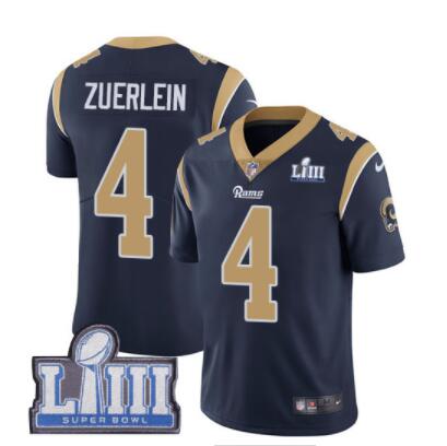 Men's Los Angeles Rams #4 Greg Zuerlein Navy Blue Nike NFL Home Vapor Untouchable Super Bowl LIII Bound Limited Jersey