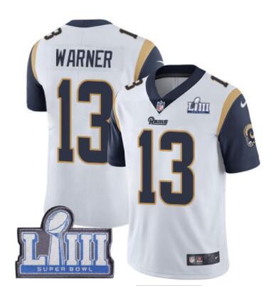 #13 Limited Kurt Warner White Nike NFL Road Men's Jersey Los Angeles Rams Vapor Untouchable Super Bowl LIII Bound