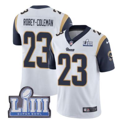 #23 Limited Nickell Robey-Coleman White Nike NFL Road Men's Jersey Los Angeles Rams Vapor Untouchable Super Bowl LIII Bound