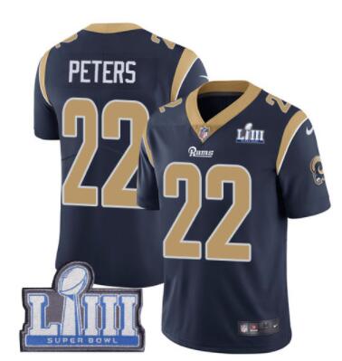 #22 Limited Marcus Peters Navy Blue Nike NFL Home Men's Jersey Los Angeles Rams Vapor Untouchable Super Bowl LIII Bound