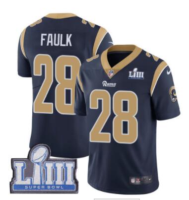 #28 Limited Marshall Faulk Navy Blue Nike NFL Home Men's Jersey Los Angeles Rams Vapor Untouchable Super Bowl LIII Bound