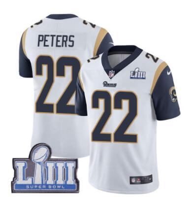 #22 Limited Marcus Peters White Nike NFL Road Men's Jersey Los Angeles Rams Vapor Untouchable Super Bowl LIII Bound