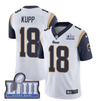 #18 Limited Cooper Kupp White Nike NFL Road Men's Jersey Los Angeles Rams Vapor Untouchable Super Bowl LIII Bound