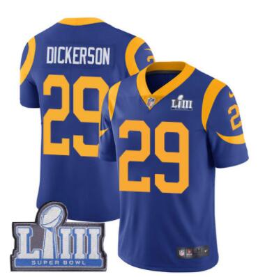 #29 Limited Eric Dickerson Royal Blue Nike NFL Alternate Men's Jersey Los Angeles Rams Vapor Untouchable Super Bowl LIII Bound