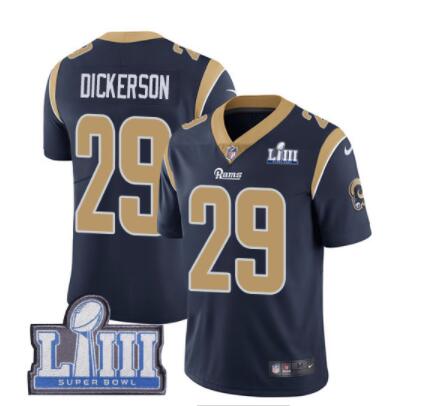 #29 Limited Eric Dickerson Navy Blue Nike NFL Home Men's Jersey Los Angeles Rams Vapor Untouchable Super Bowl LIII Bound