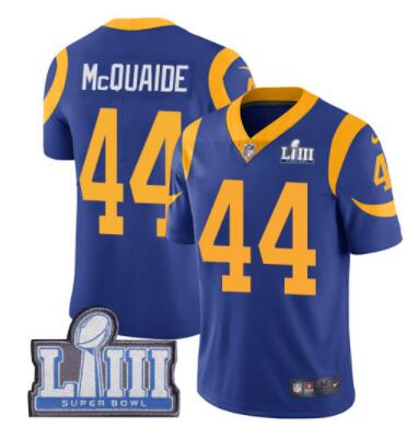 #44 Limited Jacob McQuaide Royal Blue Nike NFL Alternate Men's Jersey Los Angeles Rams Vapor Untouchable Super Bowl LIII Bound