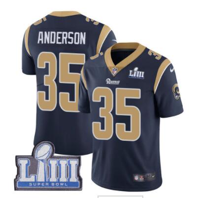 #35 Limited C.J. Anderson Navy Blue Nike NFL Home Men's Jersey Los Angeles Rams Vapor Untouchable Super Bowl LIII Bound