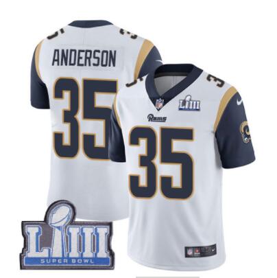 #35 Limited C.J. Anderson White Nike NFL Road Men's Jersey Los Angeles Rams Vapor Untouchable Super Bowl LIII Bound