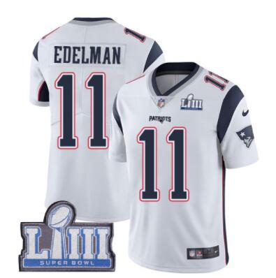 Men's New England Patriots #11 Julian Edelman White Nike NFL Road Vapor Untouchable Super Bowl LIII Bound Limited Jersey