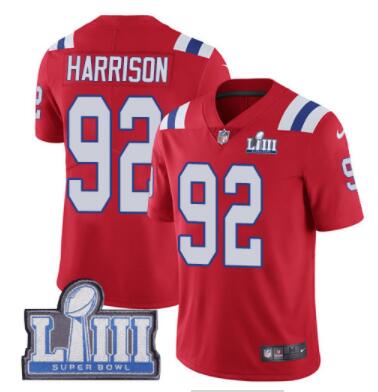 Men's New England Patriots #92 James Harrison Red Nike NFL Alternate Vapor Untouchable Super Bowl LIII Bound Limited Jersey