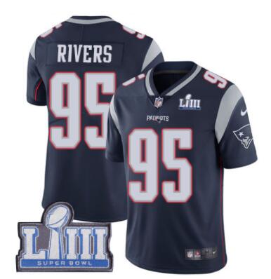 Men's New England Patriots #95 Derek Rivers Navy Blue Nike NFL Home Vapor Untouchable Super Bowl LIII Bound Limited Jersey