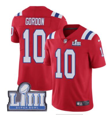 Men's New England Patriots #10 Josh Gordon Red Nike NFL Alternate Vapor Untouchable Super Bowl LIII Bound Limited Jersey