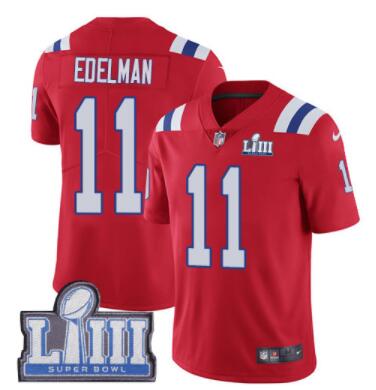 Men's New England Patriots #11 Julian Edelman Red Nike NFL Alternate Vapor Untouchable Super Bowl LIII Bound Limited Jersey