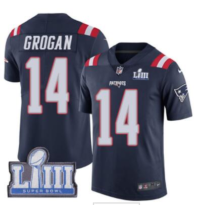 Men's New England Patriots #14 Steve Grogan Navy Blue Nike NFL Rush Vapor Untouchable Super Bowl LIII Bound Limited Jersey