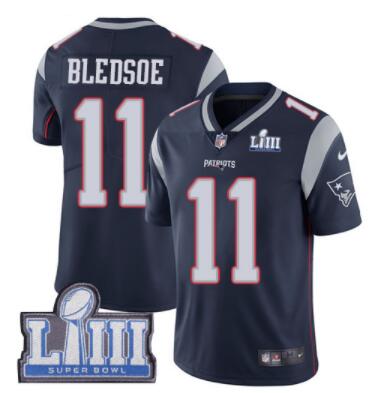 Men's New England Patriots #11 Drew Bledsoe Navy Blue Nike NFL Home Vapor Untouchable Super Bowl LIII Bound Limited Jersey