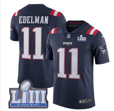 Men's New England Patriots #11 Julian Edelman Navy Blue Nike NFL Rush Vapor Untouchable Super Bowl LIII Bound Limited Jersey