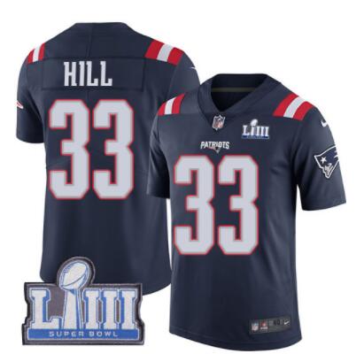 #33 Limited Jeremy Hill Navy Blue Nike NFL Men's Jersey New England Patriots Rush Vapor Untouchable Super Bowl LIII Bound