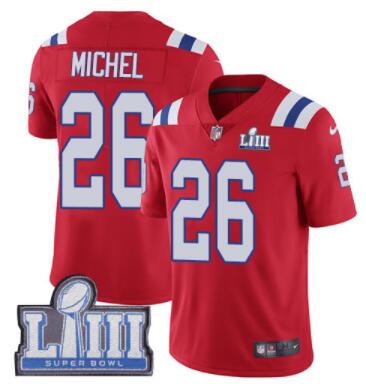 #26 Limited Sony Michel Red Nike NFL Alternate Men's Jersey New England Patriots Vapor Untouchable Super Bowl LIII Bound