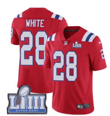 #28 Limited James White Red Nike NFL Alternate Men's Jersey New England Patriots Vapor Untouchable Super Bowl LIII Bound