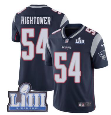 #54 Limited Dont'a Hightower Navy Blue Nike NFL Home Men's Jersey New England Patriots Vapor Untouchable Super Bowl LIII Bound