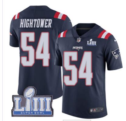 #54 Limited Dont'a Hightower Navy Blue Nike NFL Men's Jersey New England Patriots Rush Vapor Untouchable Super Bowl LIII Bound