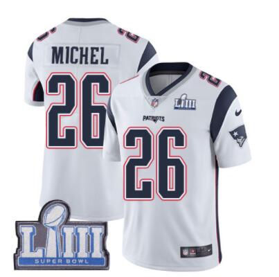 #26 Limited Sony Michel White Nike NFL Road Men's Jersey New England Patriots Vapor Untouchable Super Bowl LIII Bound