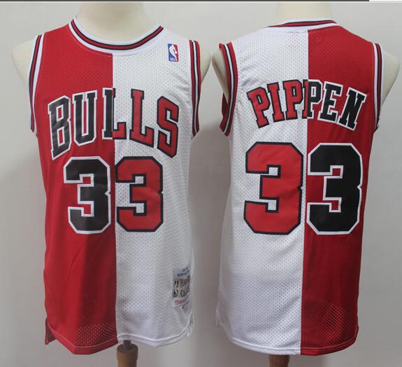 Mitchell And Ness Bulls #33 Scottie Pippen Split Throwback Stitched NBA Jersey